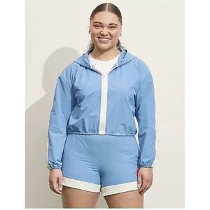 Prince Pickleball Women's Woven Zip-Front Hooded‎ Tennis Jacket - Light Blue XL
